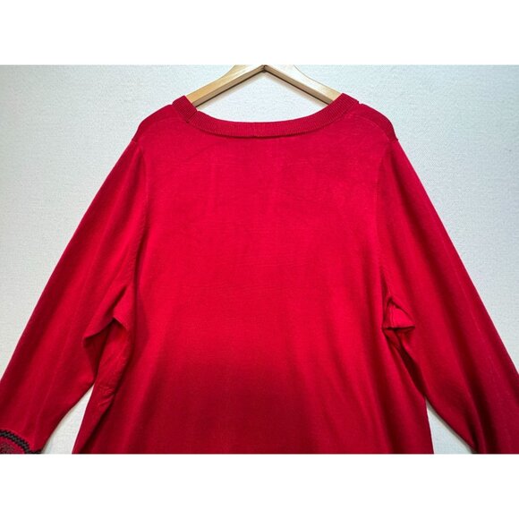 Cj Banks Women's Tunic Pullover Sweater Knit Stretch Size 2X Red Long Sleeve - Picture 11 of 11
